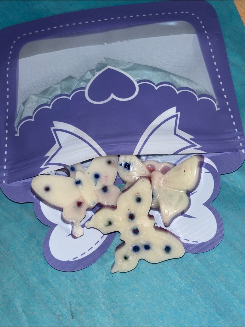 Confetti birthday cake scented with White Speckled Butterfly Candles 2.5 oz